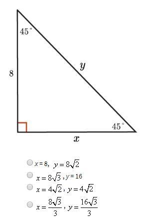 1. Find the values of x and y.-example-1