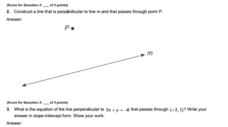 1.What is the equation of the line perpendicular to  that passes through ? Write your-example-1