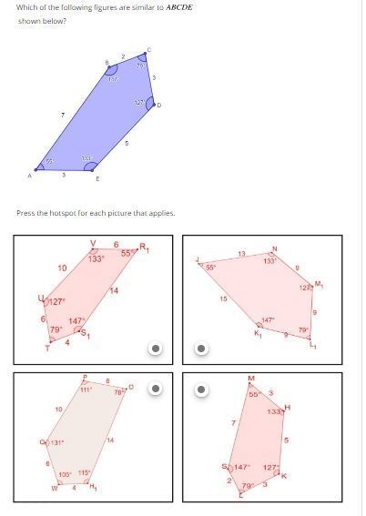 Which of the following figures are similar to ABCDE shown in the image? Would it be-example-1