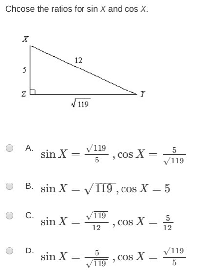 Choose the ratios for sin X and cos X.-example-1