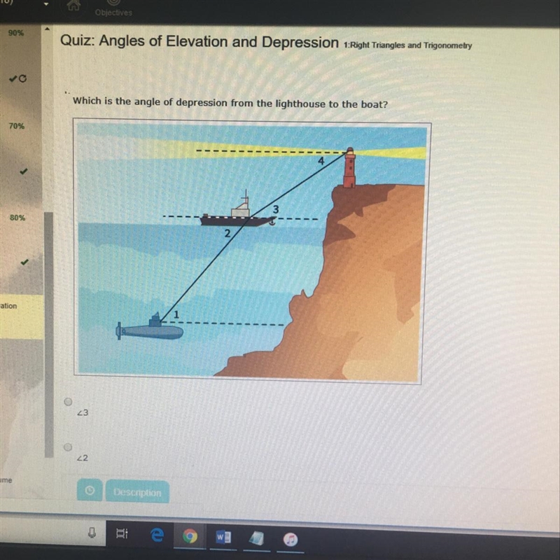 Which is the angle of depression from the lighthouse on the boat ?-example-1