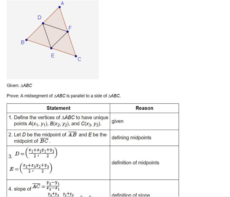 20 points! Please Help!! What is the missing step in this proof? A. Statement: slope-example-1