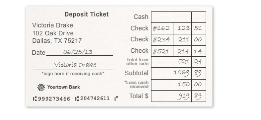 How much cash did Victoria receive? A// 1069.89 B// 521.24 C// 150.00 D// 0.00-example-1