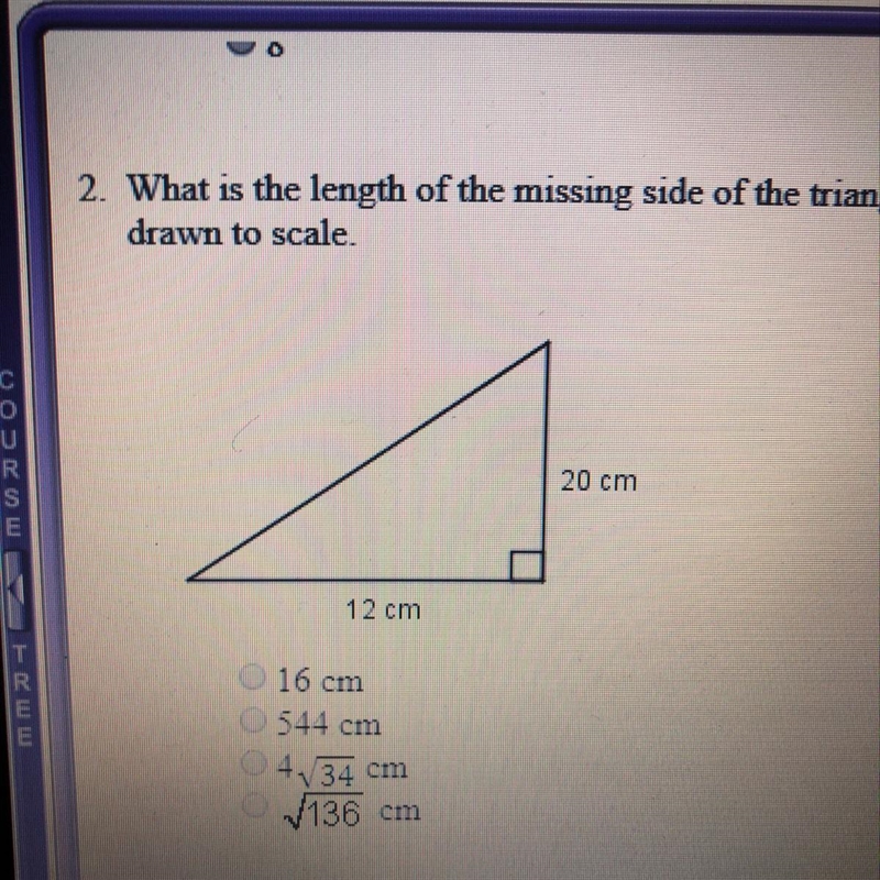 What is the length of the missing side of the triangle in simplest radical form? The-example-1