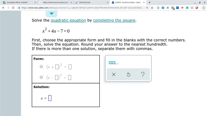 SOLVE THE EQUATION BY COMPLETING THE SQUARE!!!!! HELPPPPPPPPPP!!!!!!!!!!!-example-1