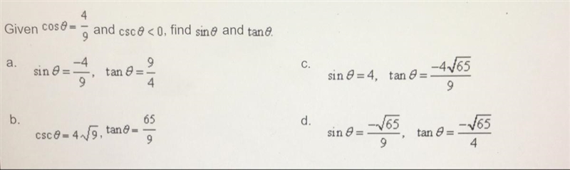 Find sin and tan (Picture provided)-example-1