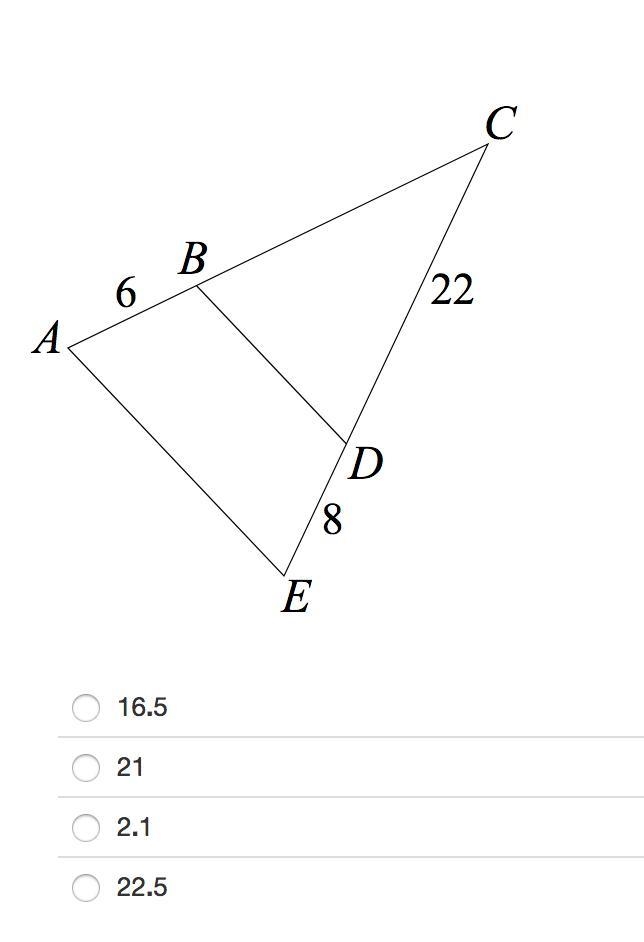 Given that AE∥BD, identify the length of AC. HELP ASAP!!-example-1