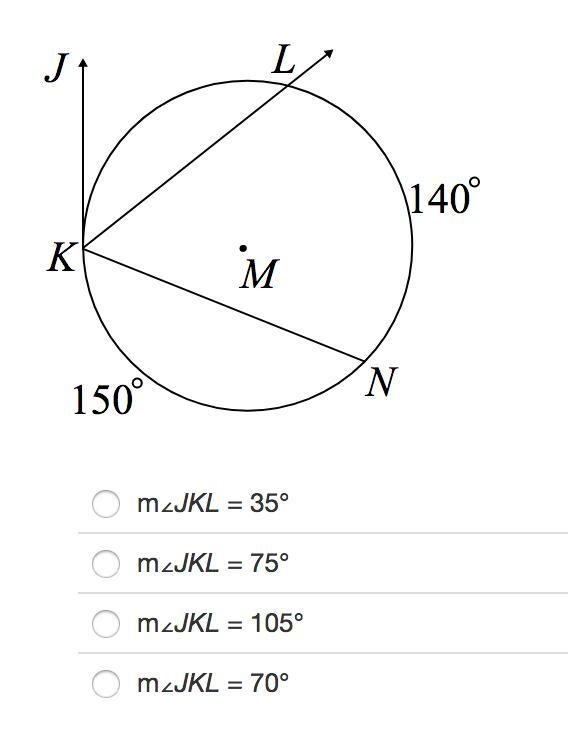 Identify m∠JKL, given that JK is a tangent line. HELP PLEASE!!-example-1