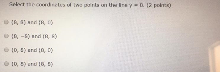 Select the coordinates of two points on the line y= 8-example-1