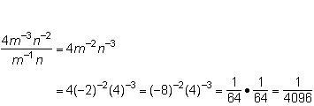 Fatima evaluated the expression when m = -2 and n = 4. Her work is shown below. What-example-2