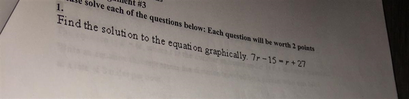 Find the solution of the equation on graphically 7r-15= r+27-example-1