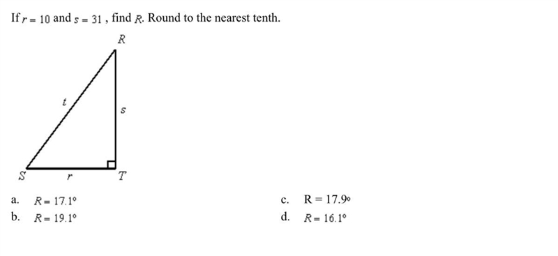 If r=10 and s=31 find R. Round to the nearest tenth-example-1