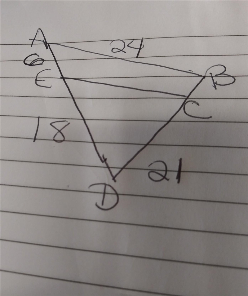 Triangle ADB is similar to Triangle EDC. Find CB. ​-example-1