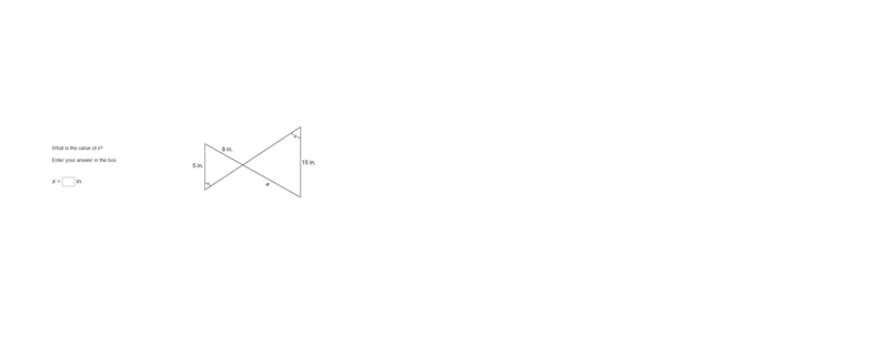 What is the value of x? Enter your answer in the box. x = in.-example-1