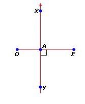 Which type of angle is created when perpendicular bisector XY intersects segment DE-example-1