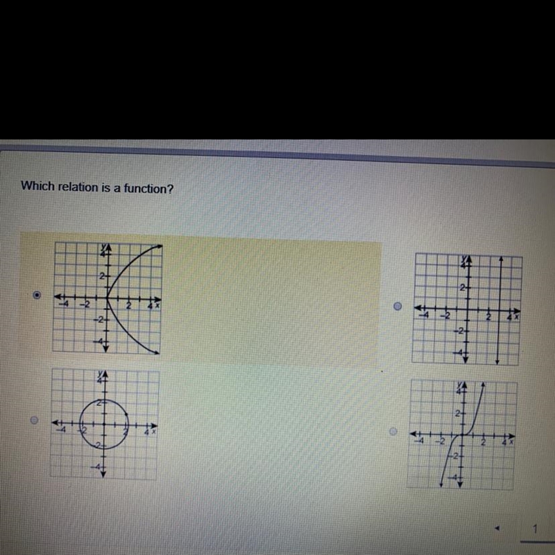 Which relation is a function? pls respond ASAP! thank you <3-example-1