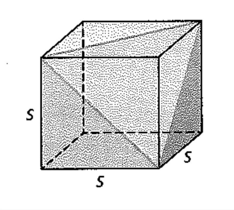 13. A cube with sides of length s is intersected by a plane that passes through three-example-1