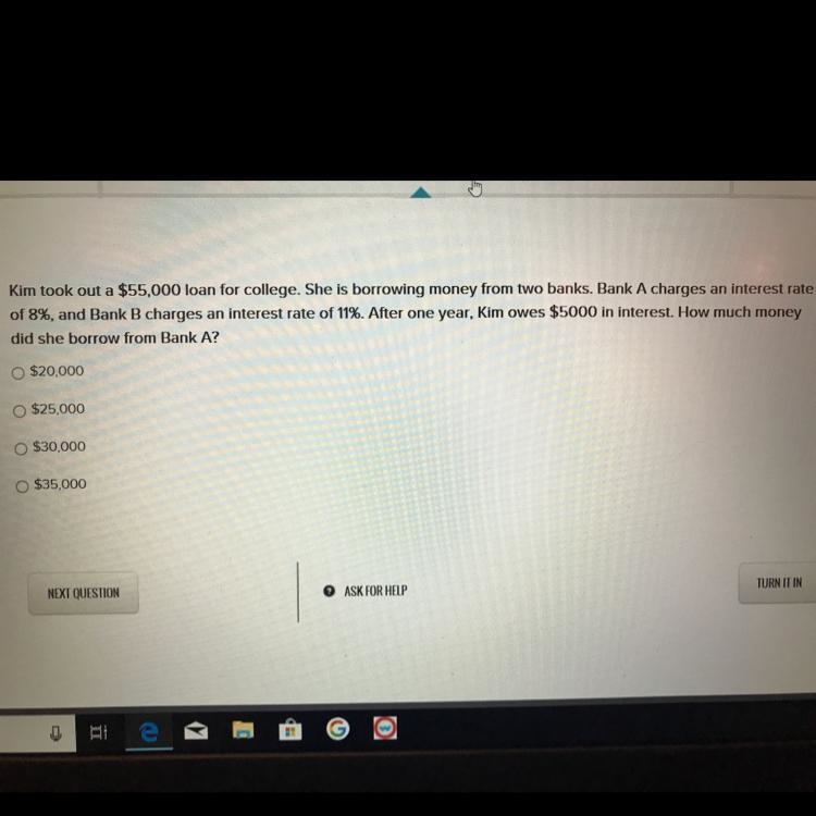 Kim took out a $55,000 loan for college she is borrowing money from 2 banks bank a-example-1