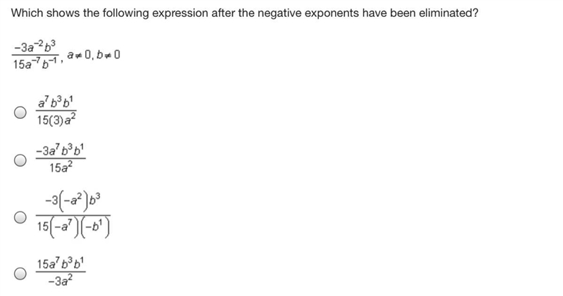 Which shows the following expression after the negative exponents have been eliminated-example-1