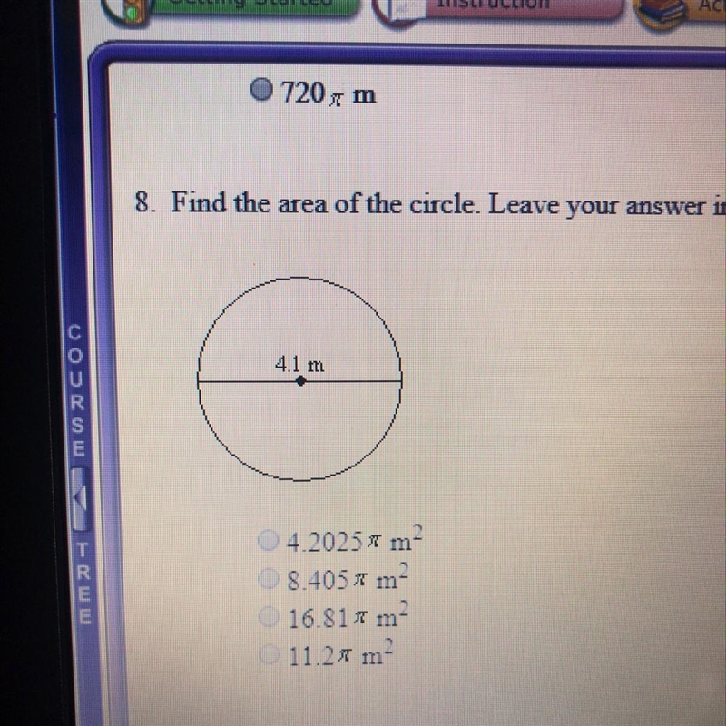 Find the area of the circle. Leave your answer in terms of pi.-example-1