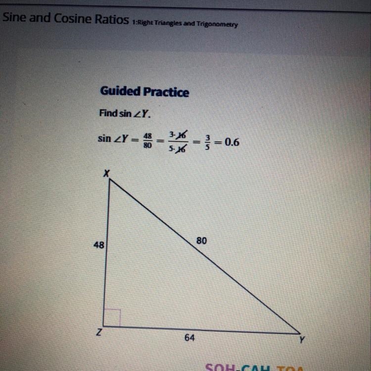 What is the cos of angle y-example-1