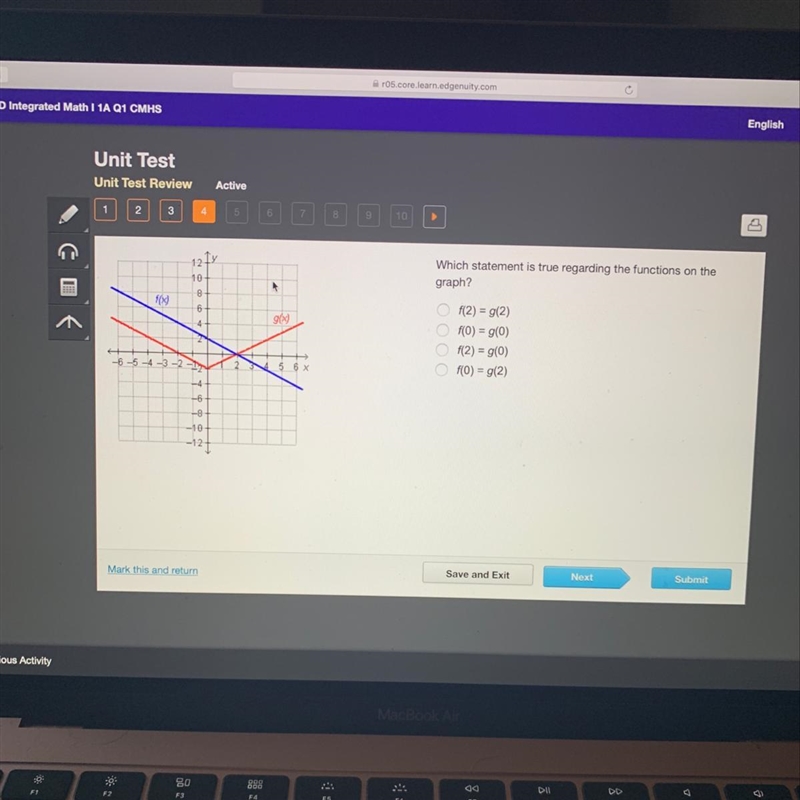 Which statement is true regarding the functions on the graph-example-1