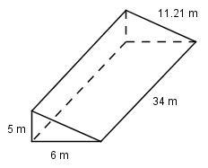 Use formulas to find the lateral area and surface area of the given prism. Round your-example-1