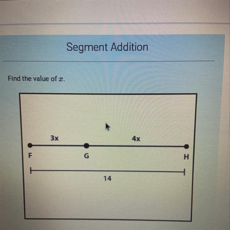 Find the value of X. Segment addition-example-1