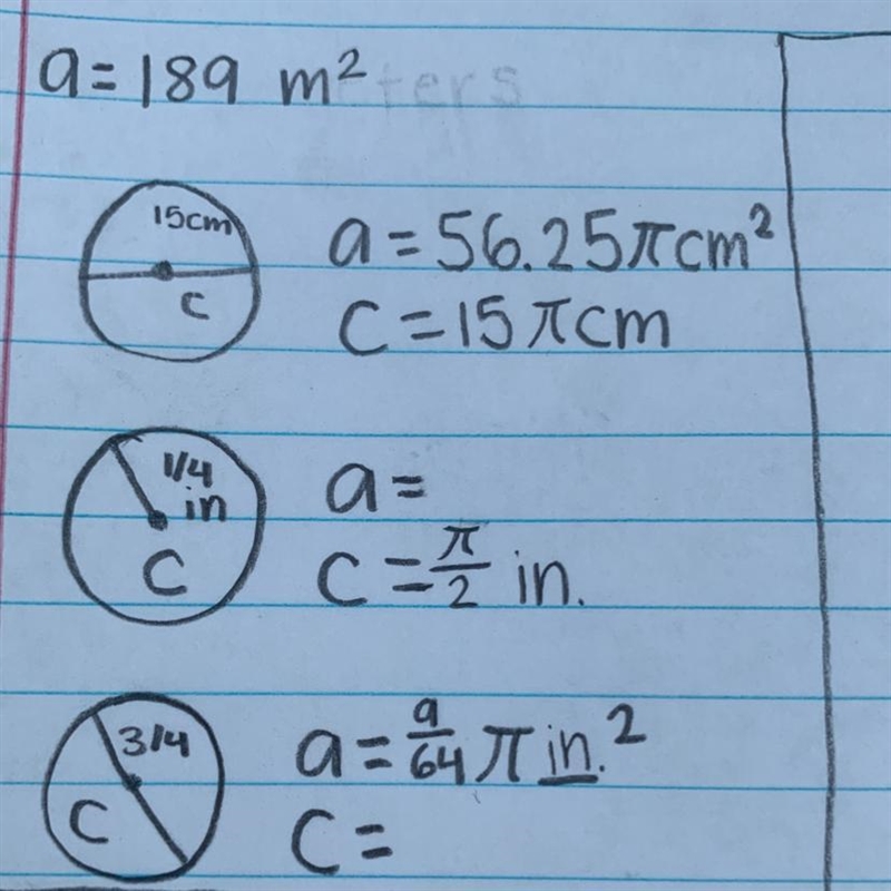 Find the are of the first one and the circumference of the second one :)-example-1