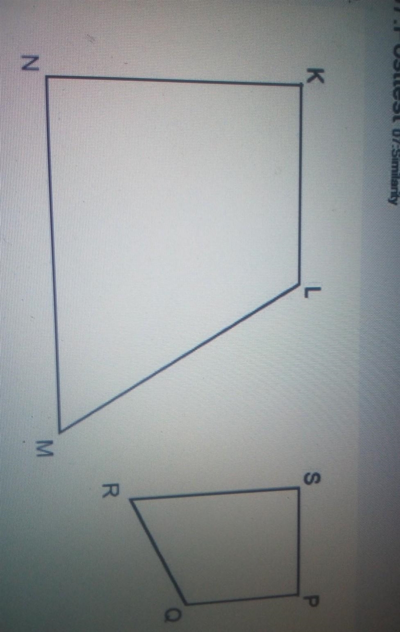 These trapezoids are similar. Which of the following is the correct similarity statement-example-1