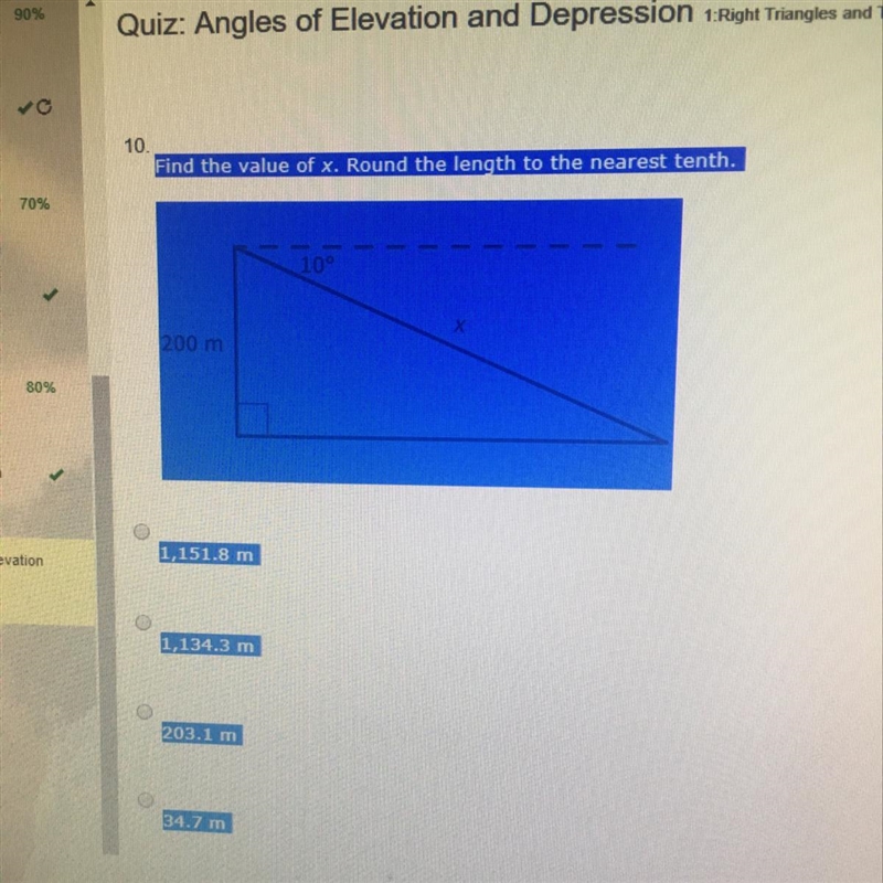 Find the value of x. Round the length to the nearest tenth.-example-1