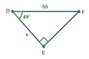 Use △DEF, shown below, to answer the question that follows: What is the value of x-example-1