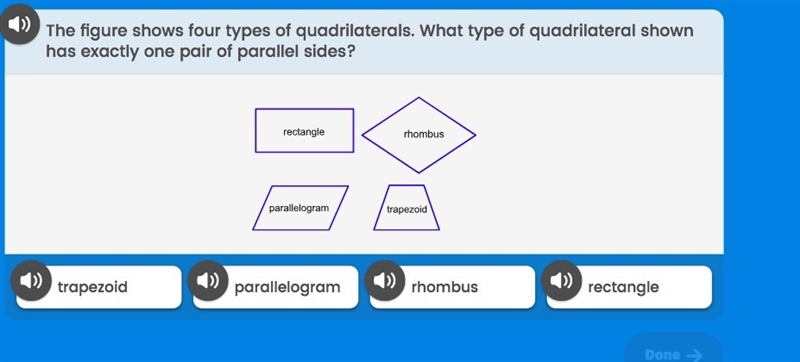 The ﬁgure shows four types of quadrilaterals. What type of quadrilateral shown has-example-1