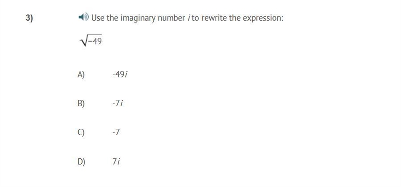 PLEASE HELP ASAP!!! CORRECT ANSWER ONLY PLEASE!!! Use the imaginary number i to rewrite-example-1