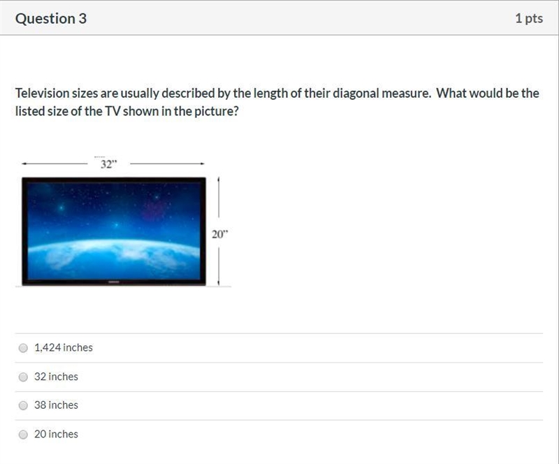 Television sizes are usually described by the length of their diagonal measure. What-example-1