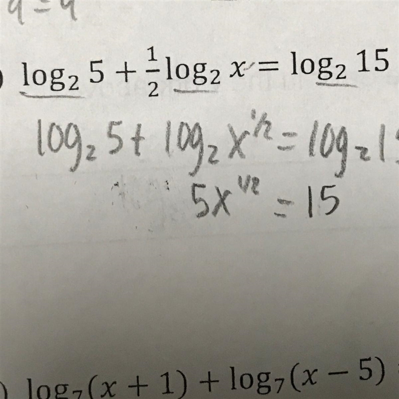 Solve for x (log equation) (don’t mind the work)-example-1