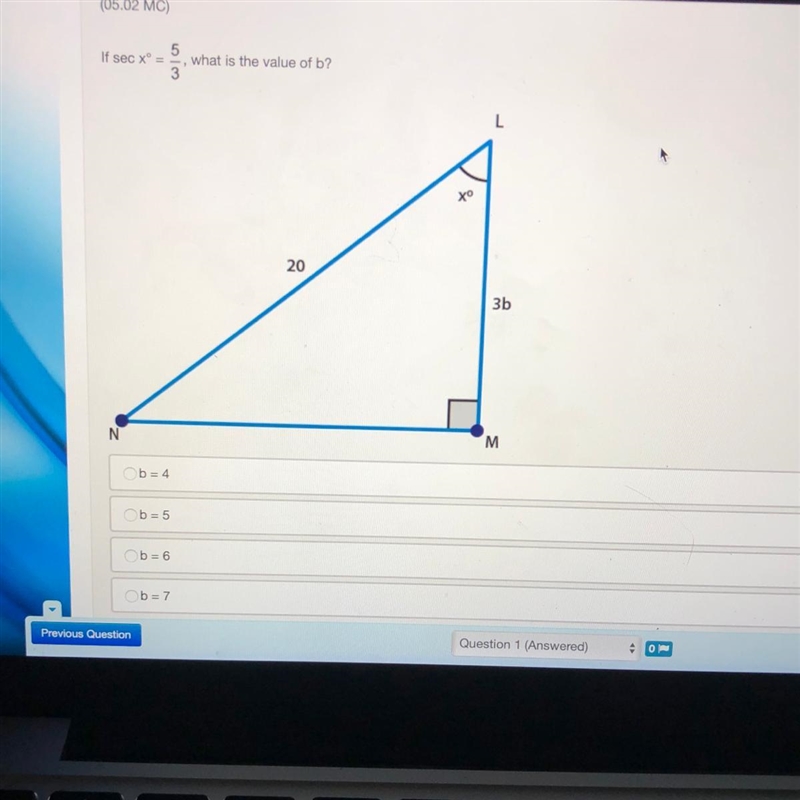 What is the correct value of b ?-example-1