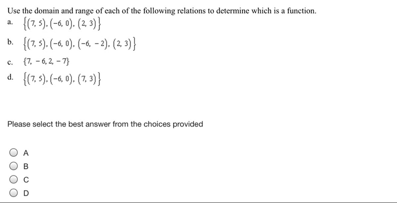 Use the domain and range of each of the following relations to determine which is-example-1