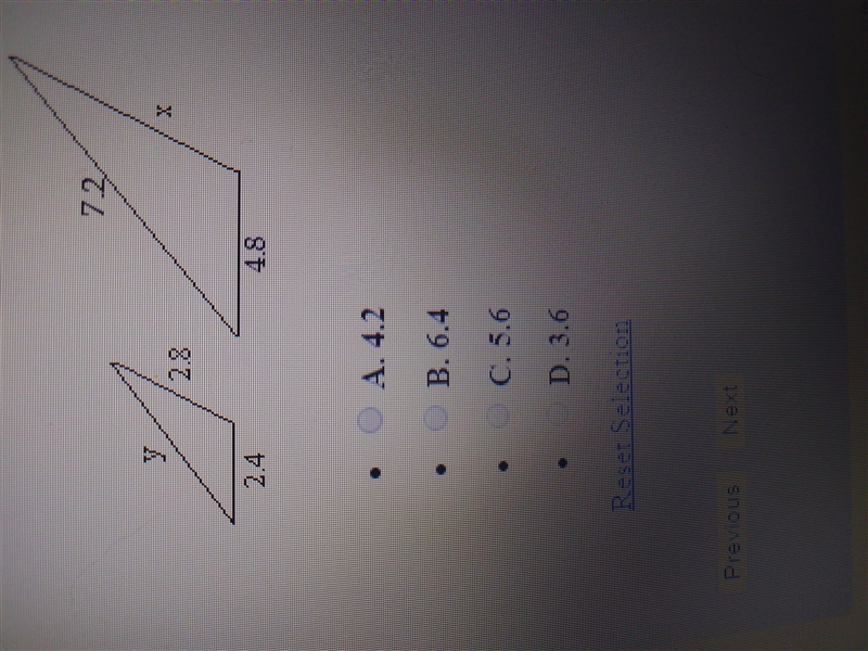 Find the length of x. Assume the triangles are similar.-example-1