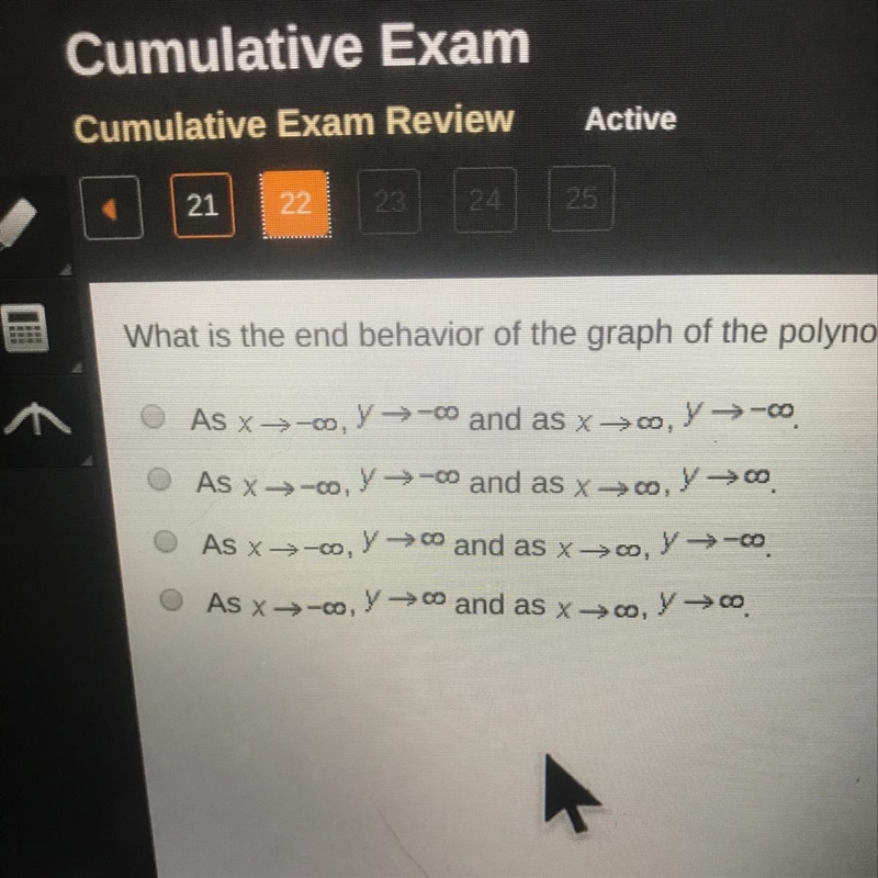 What is the end behavior of the graph of the polynomial function f(x)=-x^5+9x-4-example-1