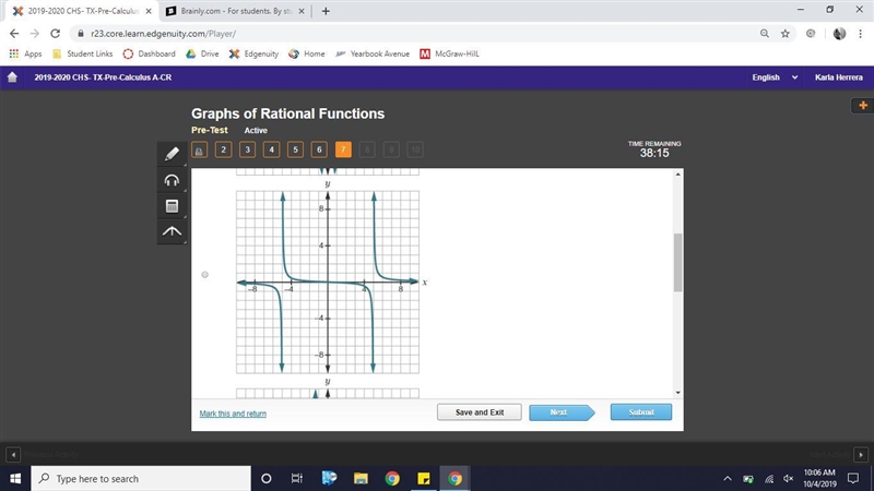 Identify the graph of a rational function that is decreasing on the interval (–5, 5). I-example-2