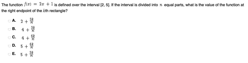 The function f(x)=2x+1 is defined over the interval [2, 5]. If the interval is divided-example-1