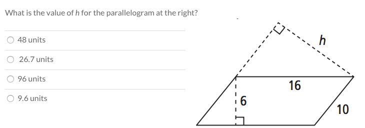 What is the value of h for the parallelogram?-example-1