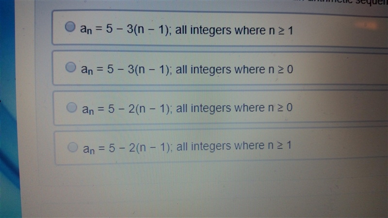 (Worth 30 points) What are the explicit equation and domain for an arithmetic sequence-example-1