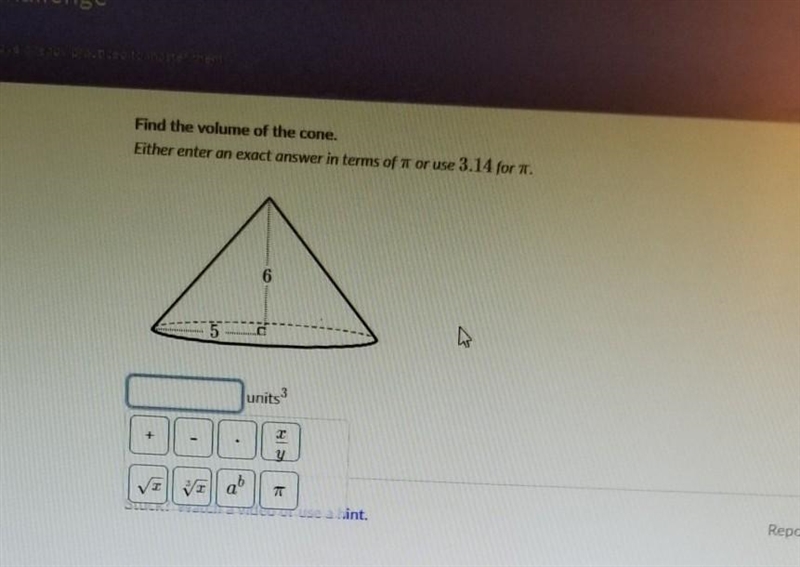 Find the volume of the cone.​-example-1