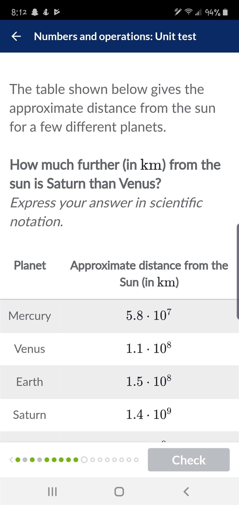 The table shown below gives the approximate distance from the sun for a few different-example-1