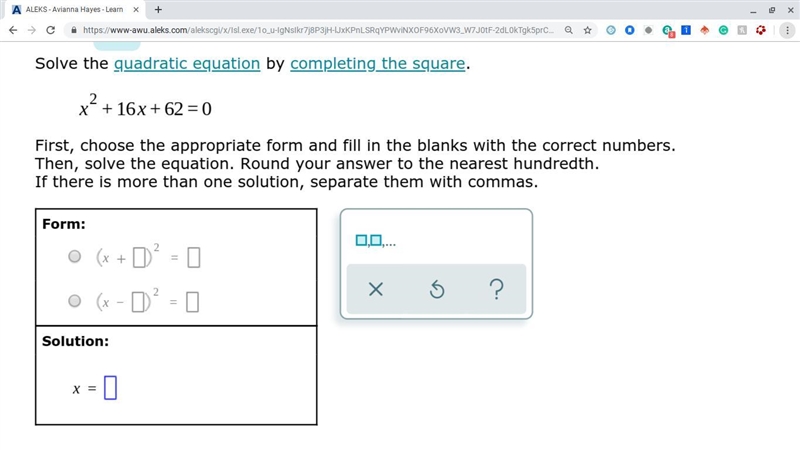 Solve the quadratic equation by completing the square. QUESTION ATTCHED BELOW!!!!!!!!!!-example-1