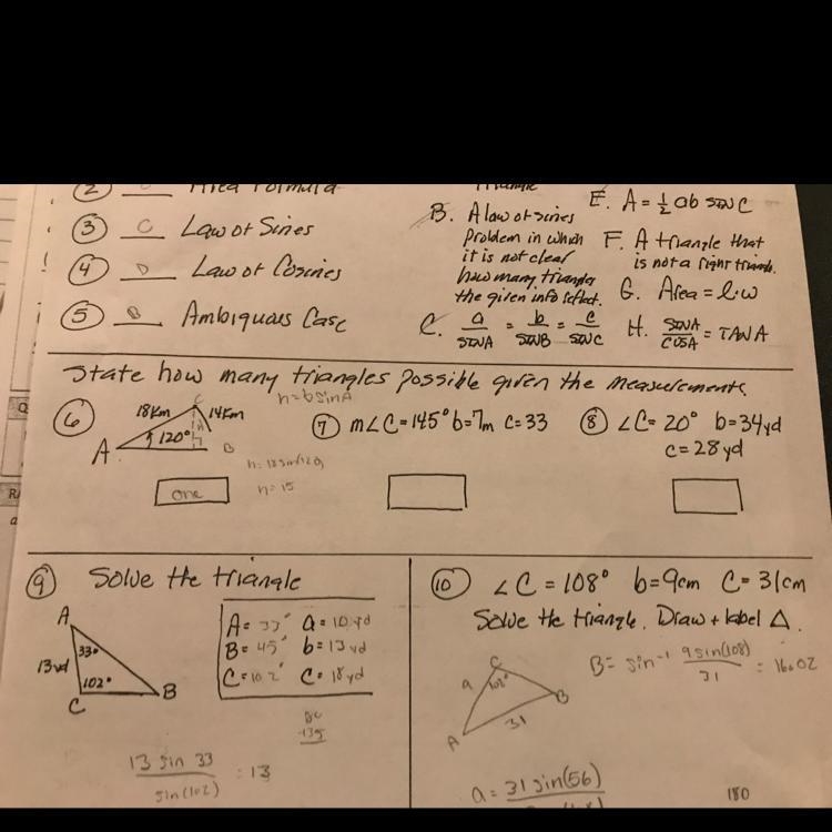 State how many triangles possible given the measurements M b=7m c=33 And b=34 yd c-example-1