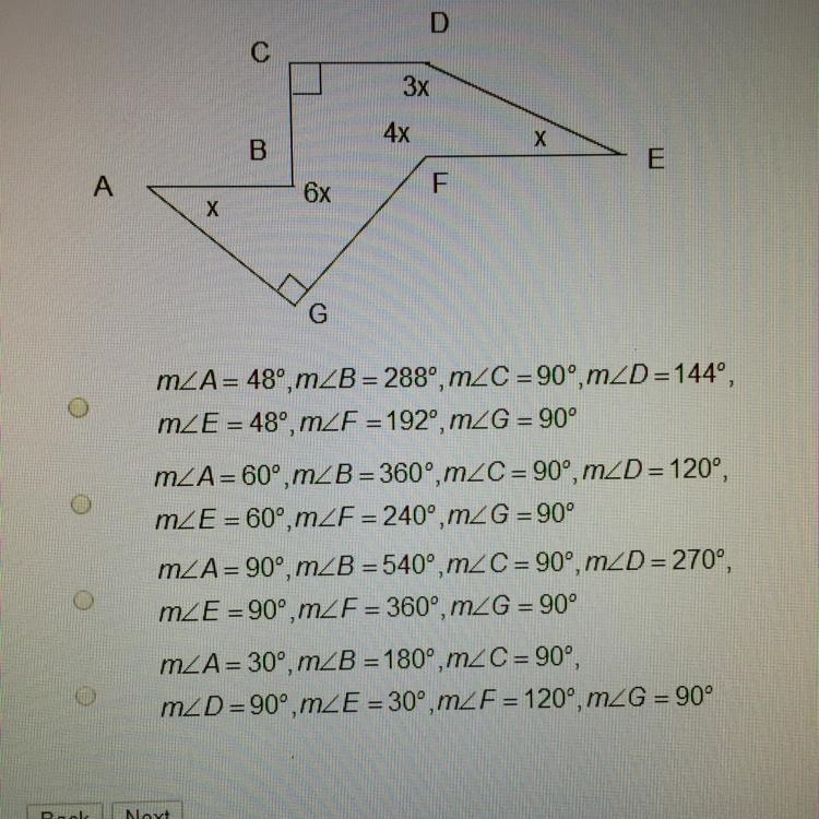 What is the measure of each interior angle in heptagon ABCDEFG-example-1