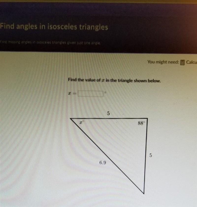 This is the same question of isosceles triangles. I need help...​-example-1